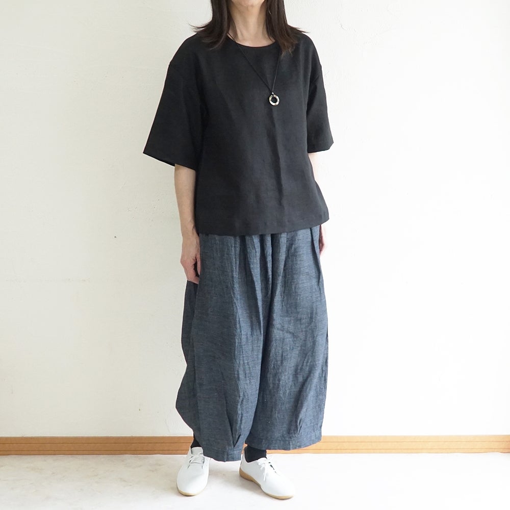 Branch m‘.,ブランチエム,ナチュラル,30代,40代,50代,60代,リネン,麻,ゆったり,パンツ,デニム,デニムパンツ,リネンデニム,ワイドパンツ,コクーンパンツ,バルーンパンツ,フィグパンツ
