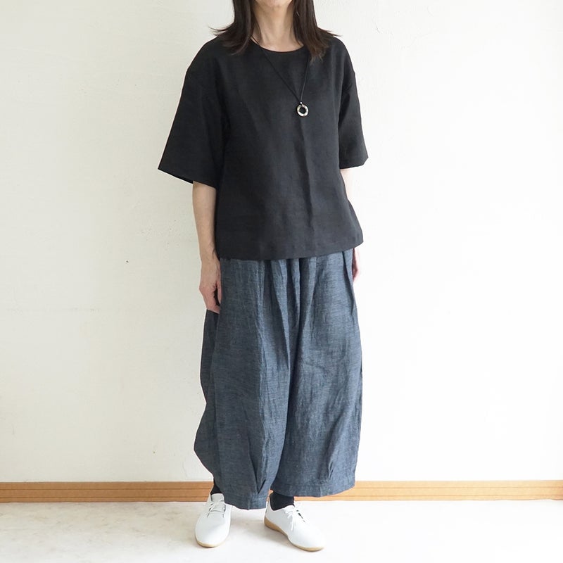 Branch m‘.,ブランチエム,ナチュラル,30代,40代,50代,60代,リネン,麻,ゆったり,パンツ,デニム,デニムパンツ,リネンデニム,ワイドパンツ,コクーンパンツ,バルーンパンツ,フィグパンツ