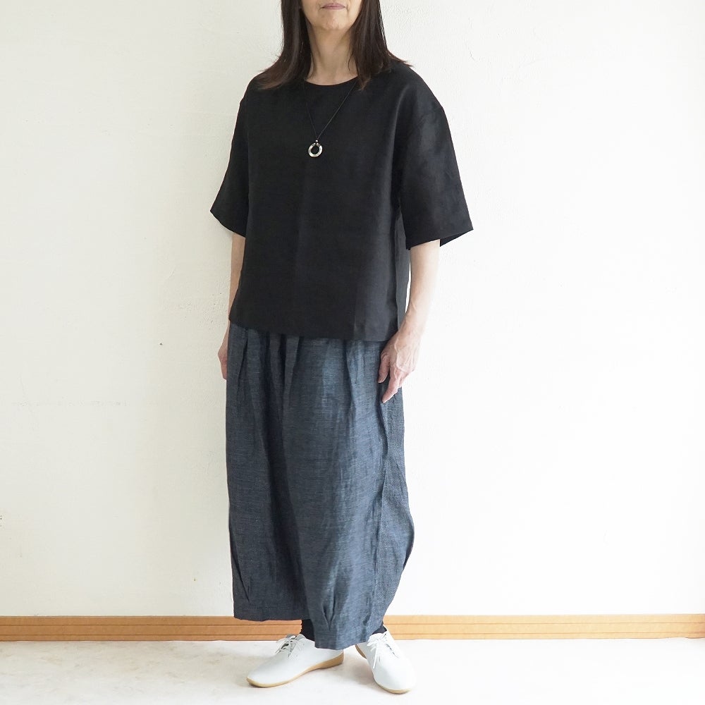Branch m‘.,ブランチエム,ナチュラル,30代,40代,50代,60代,リネン,麻,ゆったり,パンツ,デニム,デニムパンツ,リネンデニム,ワイドパンツ,コクーンパンツ,バルーンパンツ,フィグパンツ
