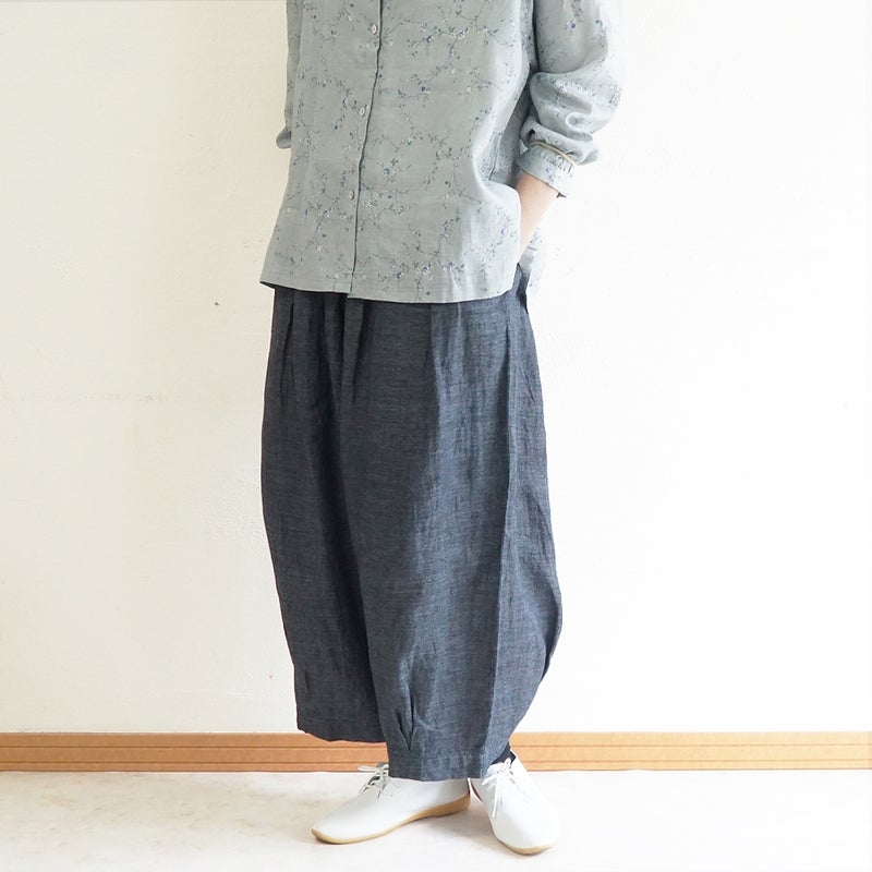 Branch m‘.,ブランチエム,ナチュラル,30代,40代,50代,60代,リネン,麻,ゆったり,パンツ,デニム,デニムパンツ,リネンデニム,ワイドパンツ,コクーンパンツ,バルーンパンツ,フィグパンツ