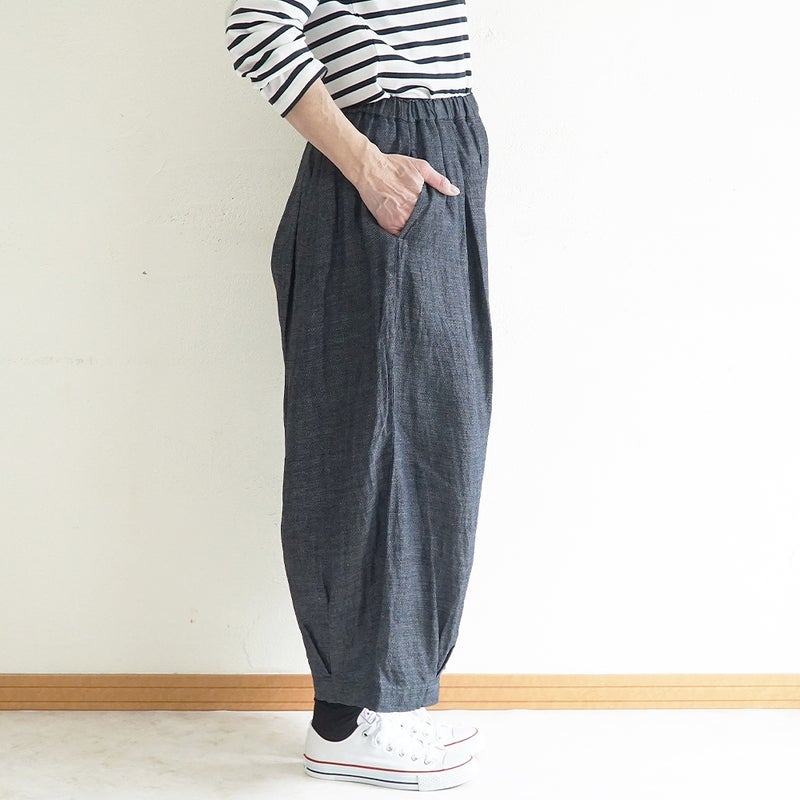 Branch m‘.,ブランチエム,ナチュラル,30代,40代,50代,60代,リネン,麻,ゆったり,パンツ,デニム,デニムパンツ,リネンデニム,ワイドパンツ,コクーンパンツ,バルーンパンツ,フィグパンツ