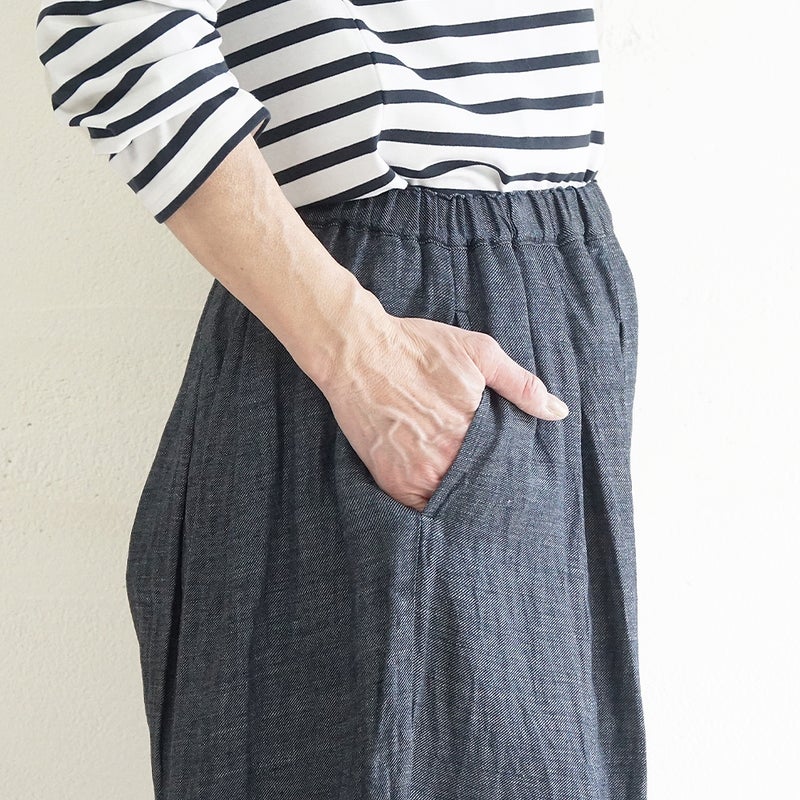 Branch m‘.,ブランチエム,ナチュラル,30代,40代,50代,60代,リネン,麻,ゆったり,パンツ,デニム,デニムパンツ,リネンデニム,ワイドパンツ,コクーンパンツ,バルーンパンツ,フィグパンツ