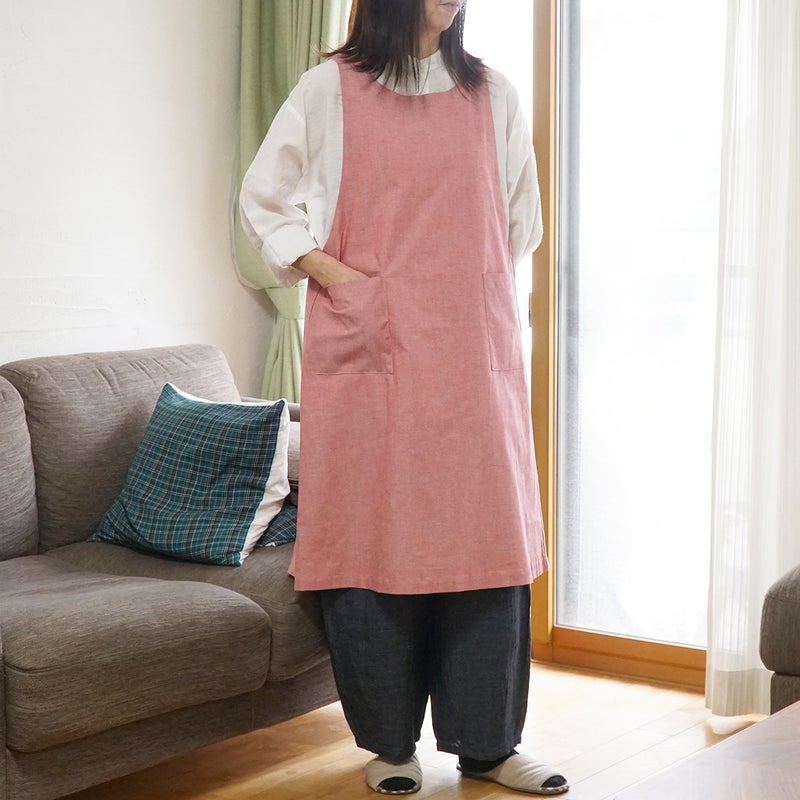 Branch m‘.,ブランチエム,ナチュラル,30代,40代,50代,60代,コットン,ゆったり,綿,エプロン,ワンピース,エプロンワンピース,