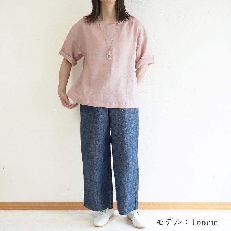 Branch m‘.,ブランチエム,ナチュラル,30代,40代,50代,60代,リネン,ゆったり,麻,プルオーバー,リネンプルオーバー,リネンブラウス,ブラウス,Tシャツ,