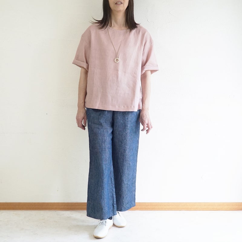 Branch m‘.,ブランチエム,ナチュラル,30代,40代,50代,60代,リネン,ゆったり,麻,プルオーバー,リネンプルオーバー,リネンブラウス,ブラウス,Tシャツ,