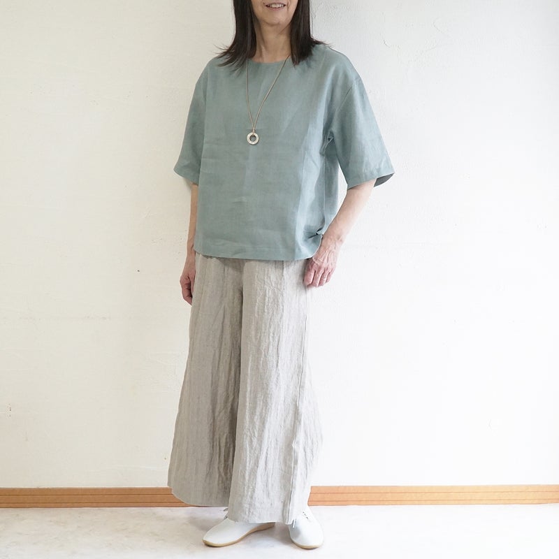 Branch m‘.,ブランチエム,ナチュラル,30代,40代,50代,60代,リネン,ゆったり,麻,プルオーバー,リネンプルオーバー,リネンブラウス,ブラウス,Tシャツ,