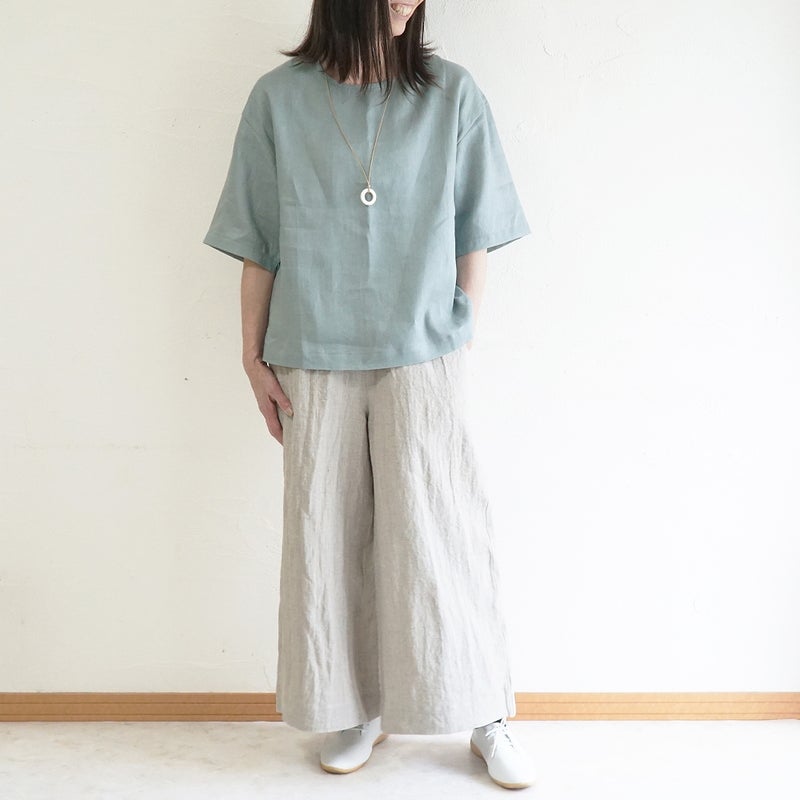 Branch m‘.,ブランチエム,ナチュラル,30代,40代,50代,60代,リネン,ゆったり,麻,プルオーバー,リネンプルオーバー,リネンブラウス,ブラウス,Tシャツ,