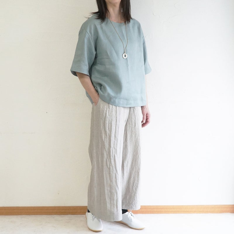 Branch m‘.,ブランチエム,ナチュラル,30代,40代,50代,60代,リネン,ゆったり,麻,プルオーバー,リネンプルオーバー,リネンブラウス,ブラウス,Tシャツ,