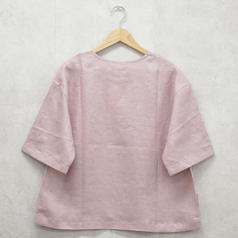 Branch m‘.,ブランチエム,ナチュラル,30代,40代,50代,60代,リネン,ゆったり,麻,プルオーバー,リネンプルオーバー,リネンブラウス,ブラウス,Tシャツ,