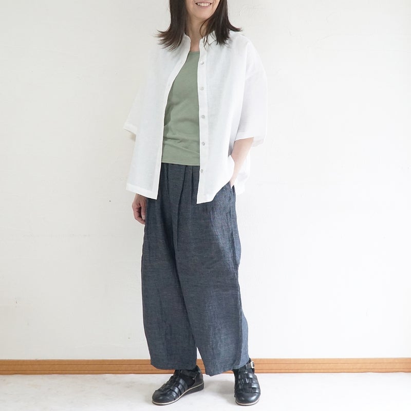 Branch m‘.,ブランチエム,ナチュラル,30代,40代,50代,60代,リネン,ゆったり,麻,シャツ,リネンシャツ,リネンブラウス,ブラウス,ビッグシャツ,オーバーサイズ