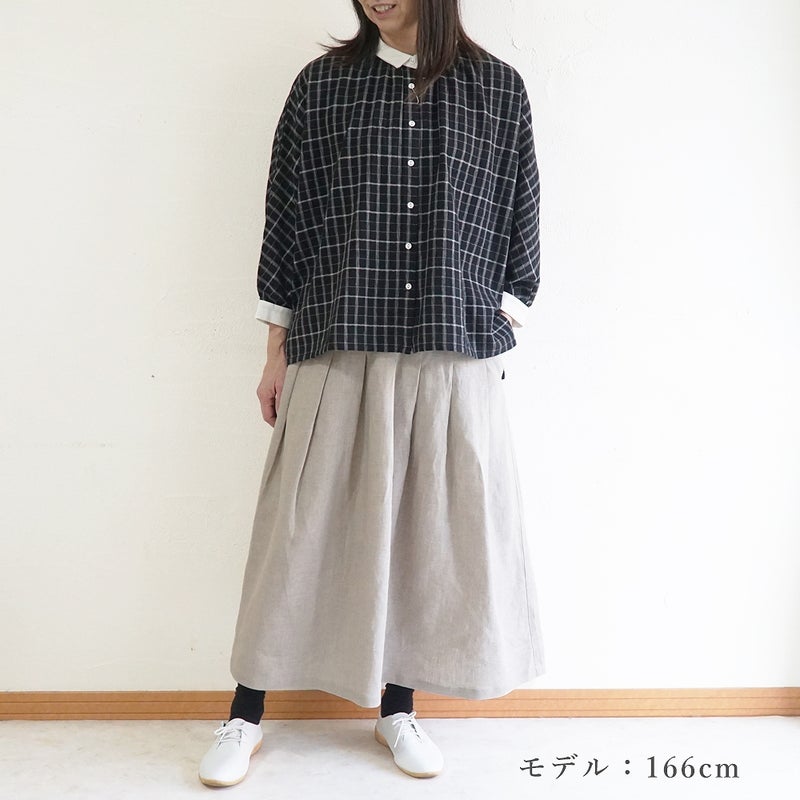 Branch m‘.,ブランチエム,ナチュラル,30代,40代,50代,60代,リネン,ゆったり,麻,スカート,リネンスカート,タックスカート,フレアスカート