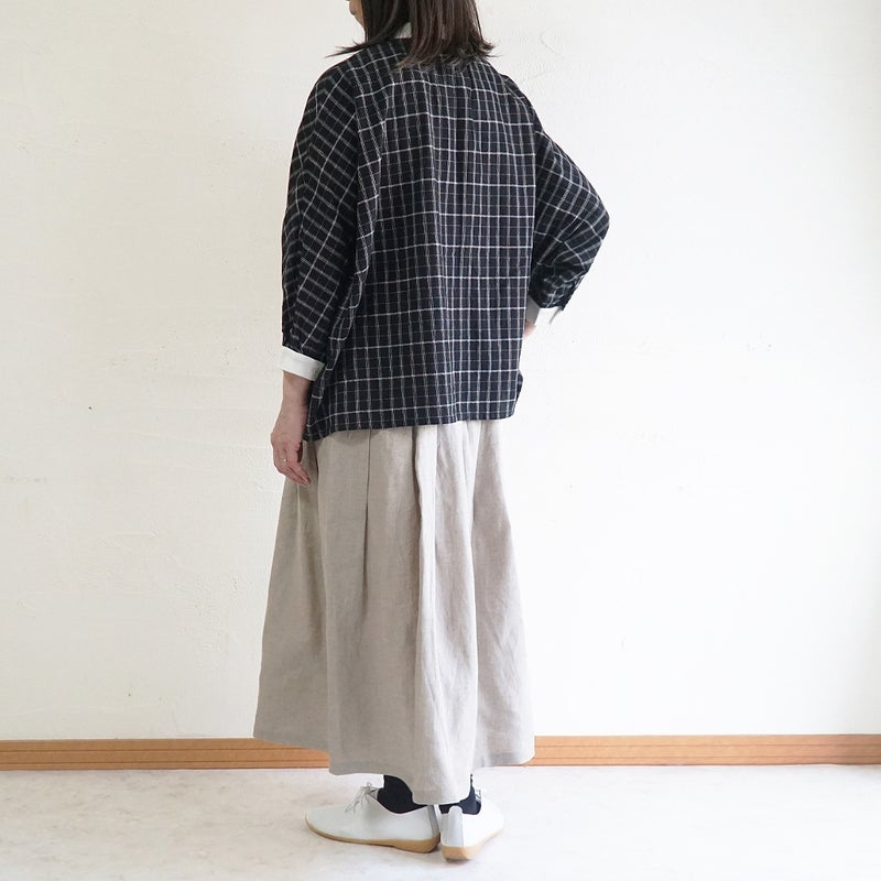 Branch m‘.,ブランチエム,ナチュラル,30代,40代,50代,60代,リネン,ゆったり,麻,スカート,リネンスカート,タックスカート,フレアスカート