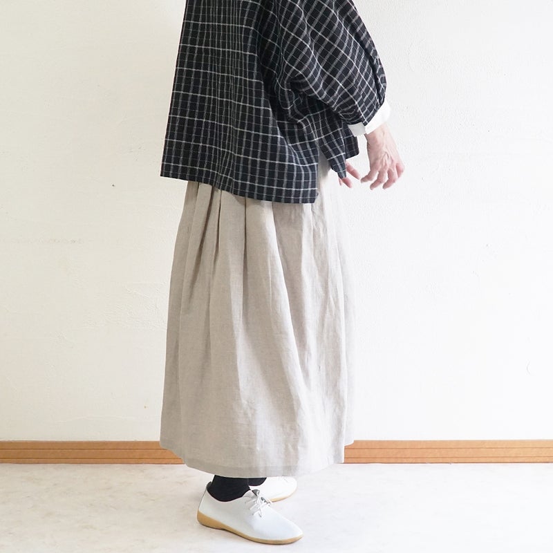 Branch m‘.,ブランチエム,ナチュラル,30代,40代,50代,60代,リネン,ゆったり,麻,スカート,リネンスカート,タックスカート,フレアスカート