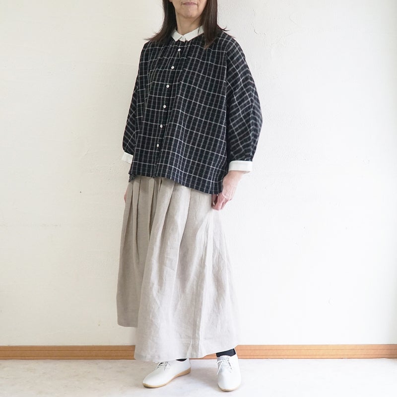 Branch m‘.,ブランチエム,ナチュラル,30代,40代,50代,60代,リネン,ゆったり,麻,スカート,リネンスカート,タックスカート,フレアスカート