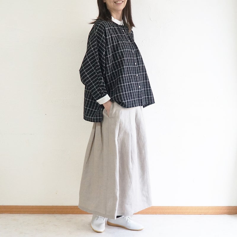 Branch m‘.,ブランチエム,ナチュラル,30代,40代,50代,60代,リネン,ゆったり,麻,スカート,リネンスカート,タックスカート,フレアスカート