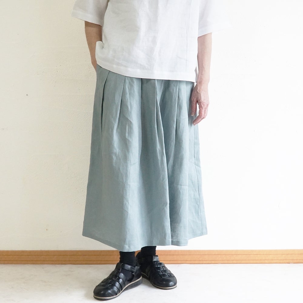 Branch m‘.,ブランチエム,ナチュラル,30代,40代,50代,60代,リネン,ゆったり,麻,スカート,リネンスカート,タックスカート,フレアスカート