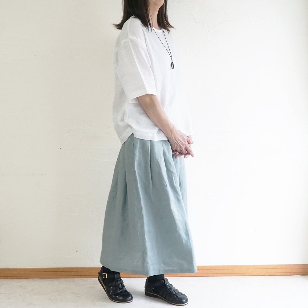 Branch m‘.,ブランチエム,ナチュラル,30代,40代,50代,60代,リネン,ゆったり,麻,スカート,リネンスカート,タックスカート,フレアスカート