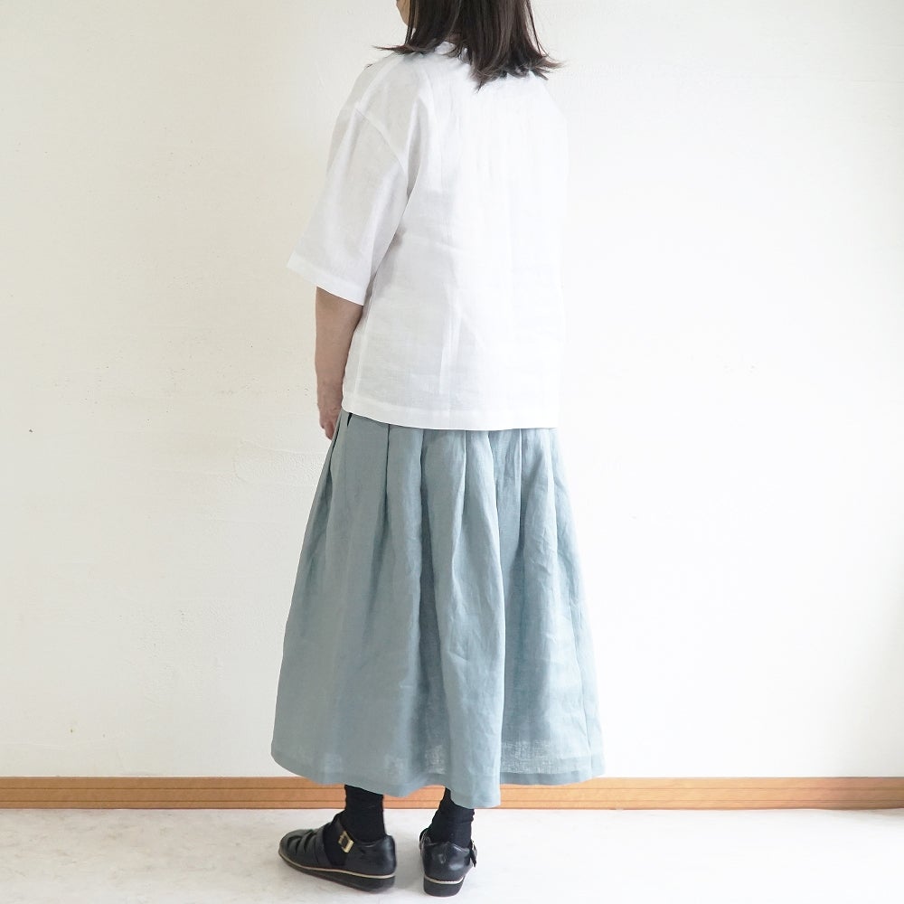 Branch m‘.,ブランチエム,ナチュラル,30代,40代,50代,60代,リネン,ゆったり,麻,スカート,リネンスカート,タックスカート,フレアスカート