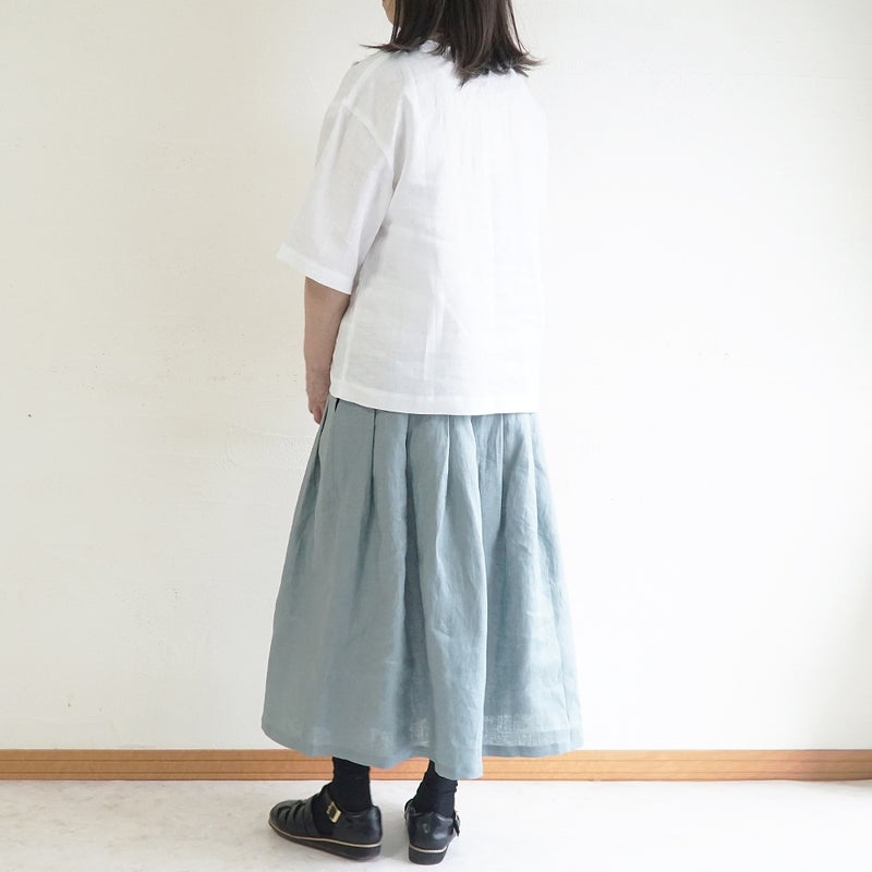 Branch m‘.,ブランチエム,ナチュラル,30代,40代,50代,60代,リネン,ゆったり,麻,スカート,リネンスカート,タックスカート,フレアスカート