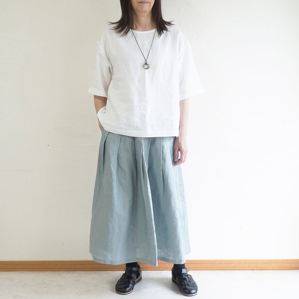 Branch m‘.,ブランチエム,ナチュラル,30代,40代,50代,60代,リネン,ゆったり,麻,スカート,リネンスカート,タックスカート,フレアスカート
