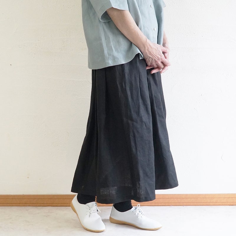 Branch m‘.,ブランチエム,ナチュラル,30代,40代,50代,60代,リネン,ゆったり,麻,スカート,リネンスカート,タックスカート,フレアスカート