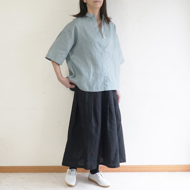 Branch m‘.,ブランチエム,ナチュラル,30代,40代,50代,60代,リネン,ゆったり,麻,スカート,リネンスカート,タックスカート,フレアスカート