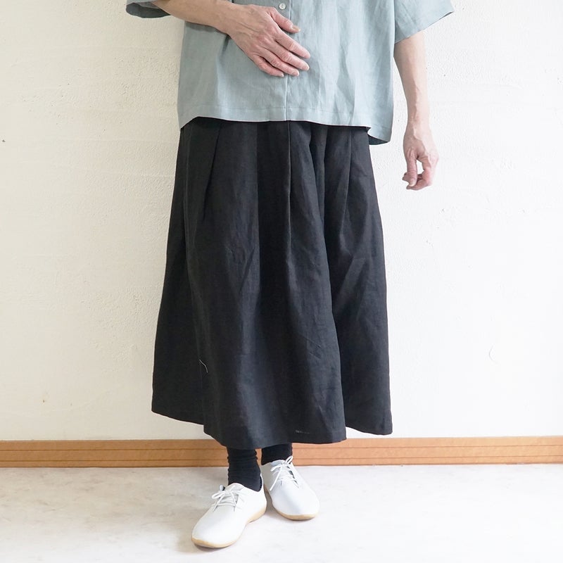 Branch m‘.,ブランチエム,ナチュラル,30代,40代,50代,60代,リネン,ゆったり,麻,スカート,リネンスカート,タックスカート,フレアスカート