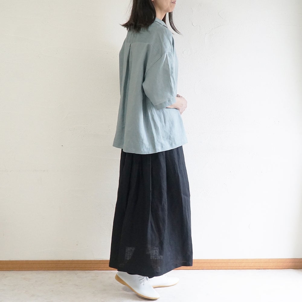 Branch m‘.,ブランチエム,ナチュラル,30代,40代,50代,60代,リネン,ゆったり,麻,スカート,リネンスカート,タックスカート,フレアスカート