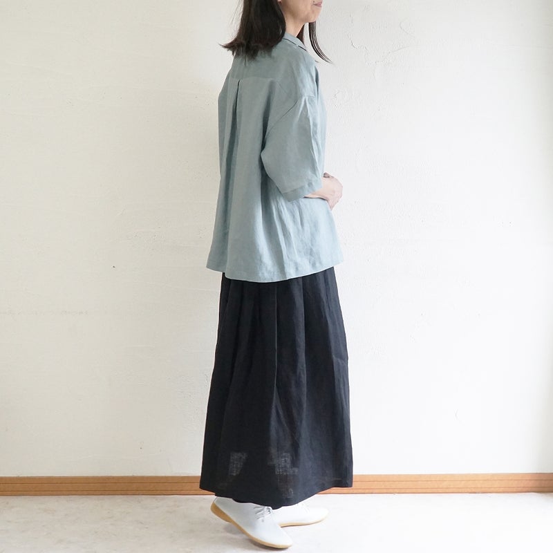 Branch m‘.,ブランチエム,ナチュラル,30代,40代,50代,60代,リネン,ゆったり,麻,スカート,リネンスカート,タックスカート,フレアスカート