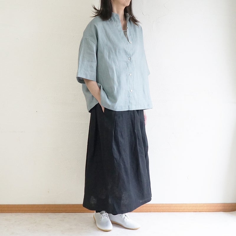 Branch m‘.,ブランチエム,ナチュラル,30代,40代,50代,60代,リネン,ゆったり,麻,スカート,リネンスカート,タックスカート,フレアスカート