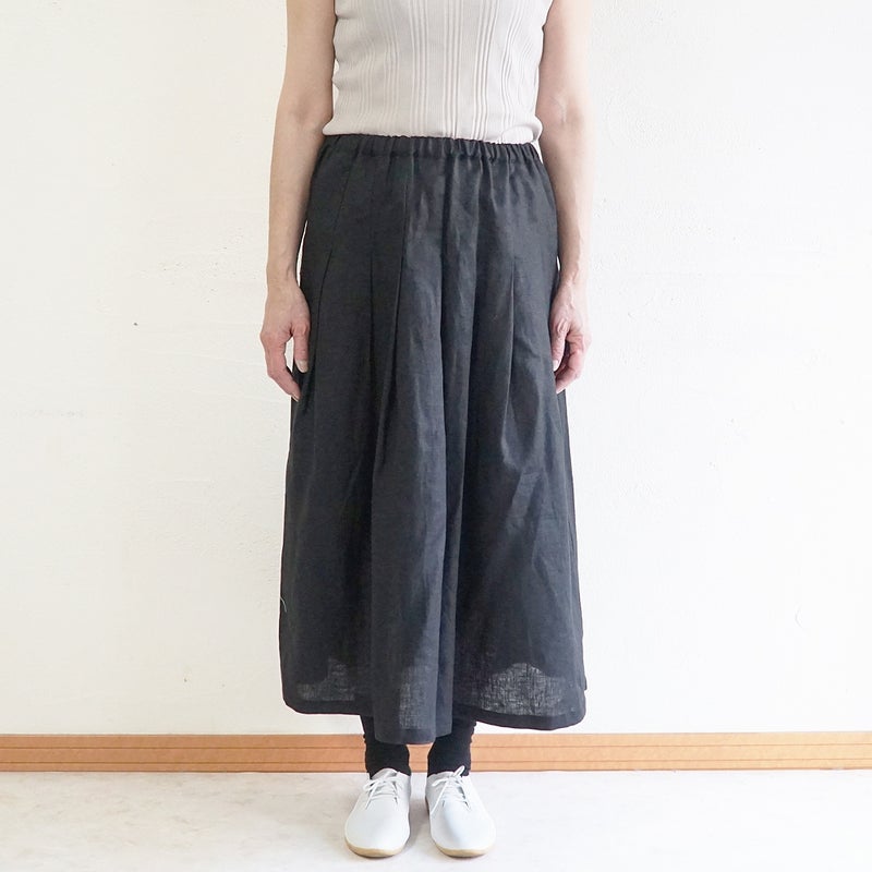 Branch m‘.,ブランチエム,ナチュラル,30代,40代,50代,60代,リネン,ゆったり,麻,スカート,リネンスカート,タックスカート,フレアスカート