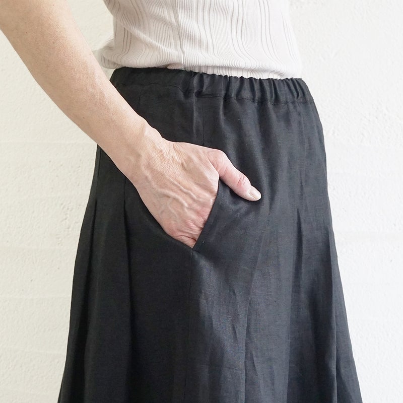 Branch m‘.,ブランチエム,ナチュラル,30代,40代,50代,60代,リネン,ゆったり,麻,スカート,リネンスカート,タックスカート,フレアスカート
