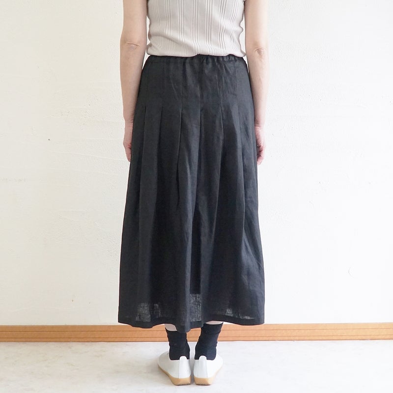 Branch m‘.,ブランチエム,ナチュラル,30代,40代,50代,60代,リネン,ゆったり,麻,スカート,リネンスカート,タックスカート,フレアスカート