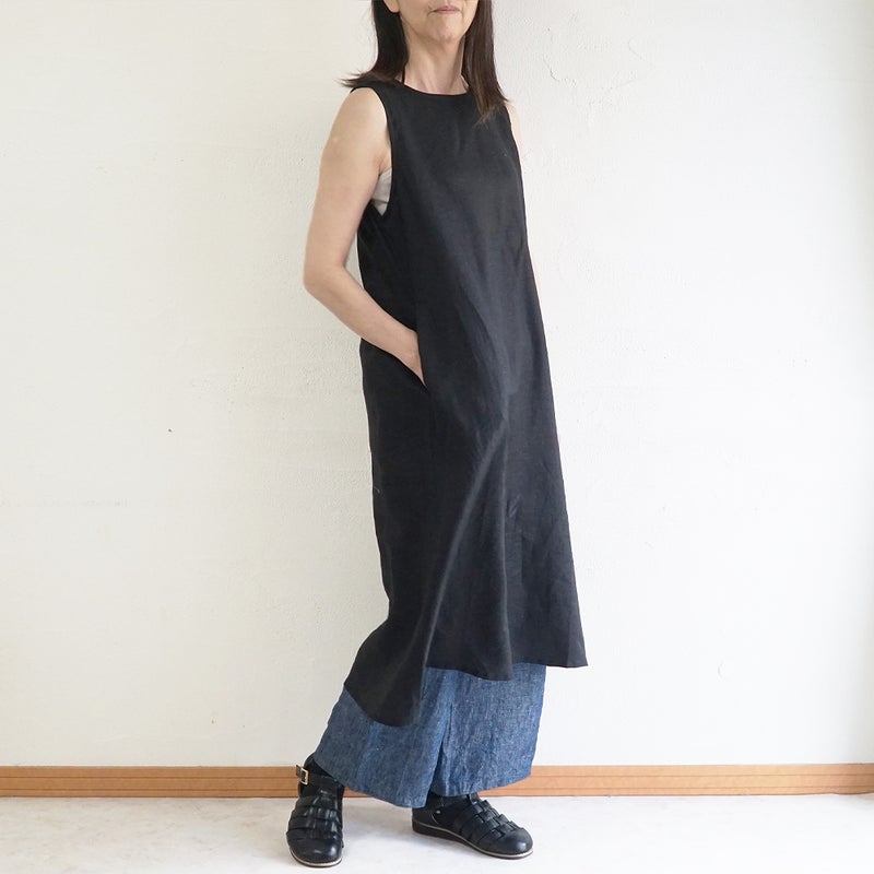 Branch m‘.,ブランチエム,ナチュラル,30代,40代,50代,60代,リネン,ゆったり,麻,ワンピース,リネンワンピース,ノースリーブワンピース