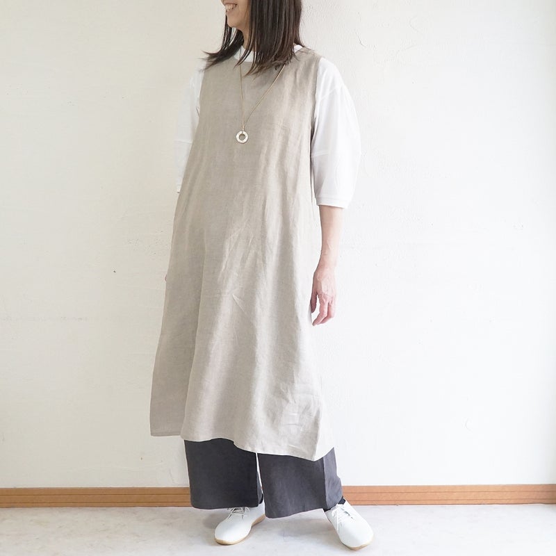 Branch m‘.,ブランチエム,ナチュラル,30代,40代,50代,60代,リネン,ゆったり,麻,ワンピース,リネンワンピース,ノースリーブワンピース