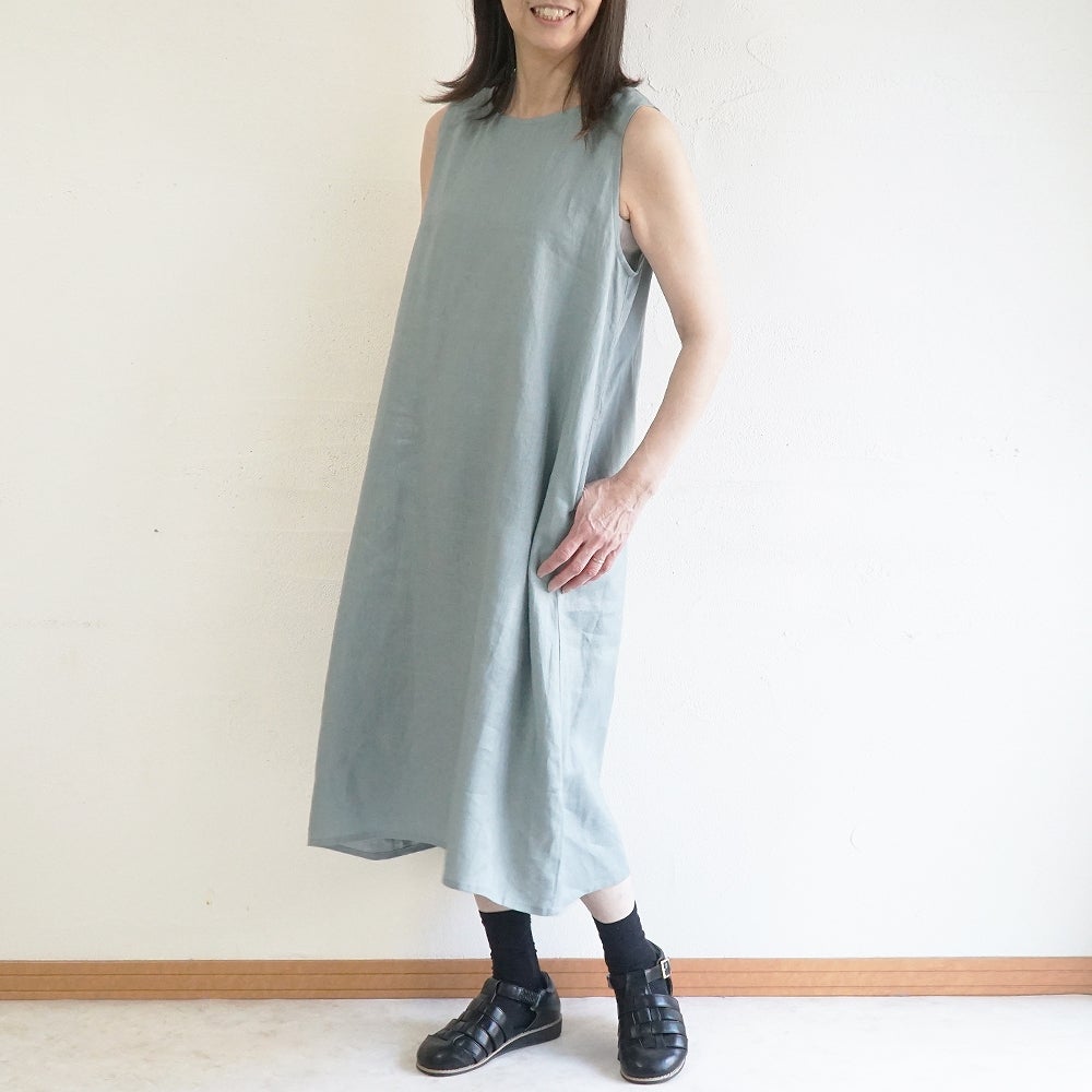 Branch m‘.,ブランチエム,ナチュラル,30代,40代,50代,60代,リネン,ゆったり,麻,ワンピース,リネンワンピース,ノースリーブワンピース