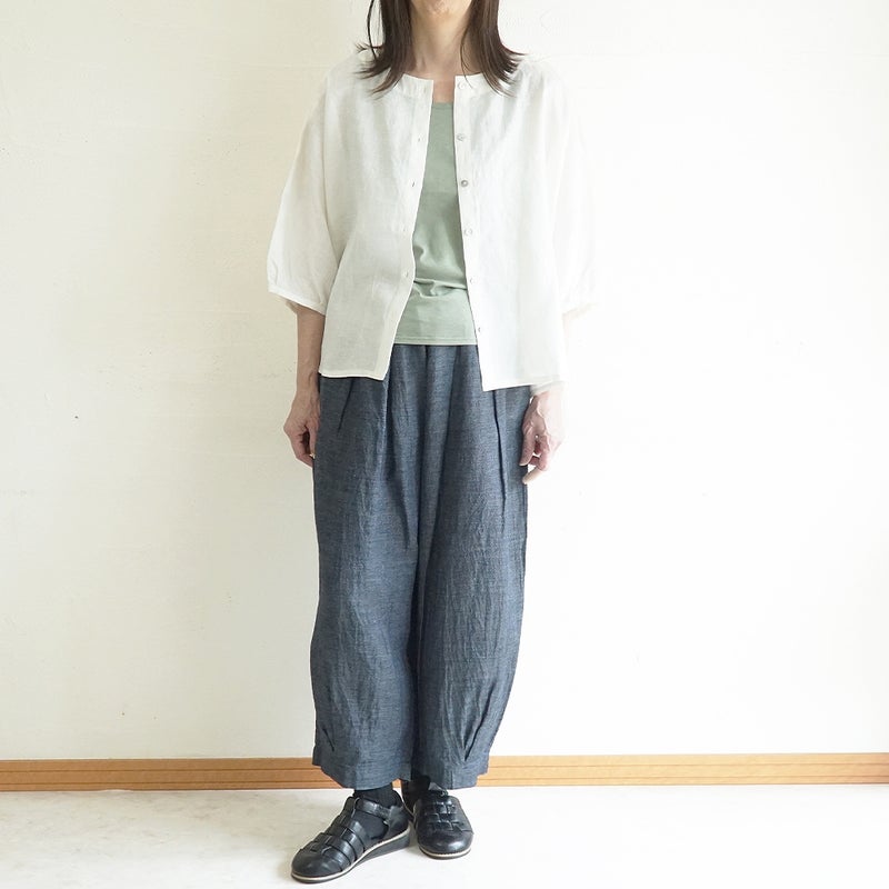Branch m‘.,ブランチエム,ナチュラル,30代,40代,50代,60代,コーデセット,コーディネートセット,セット売り,ゆったり,リネン,ブラウス,リネンブラウス,ドルマンブラウス,デニム,デニムパンツ,バルーンパンツ,フィグパンツ