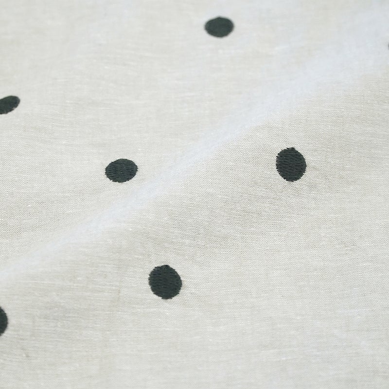 Branch m‘.,ブランチエム,ナチュラル,30代,40代,50代,60代,コットンリネン,ゆったり,ワンピース,2way,2wayワンピース,５分袖,シャツワンピース,綿麻,半袖,刺繍,ドット刺繍,刺繍ワンピース,ドット柄,ドットワンピース