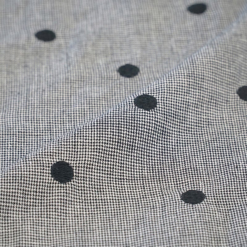 Branch m‘.,ブランチエム,ナチュラル,30代,40代,50代,60代,コットンリネン,ゆったり,ワンピース,2way,2wayワンピース,５分袖,シャツワンピース,綿麻,半袖,刺繍,ドット刺繍,刺繍ワンピース,ドット柄,ドットワンピース