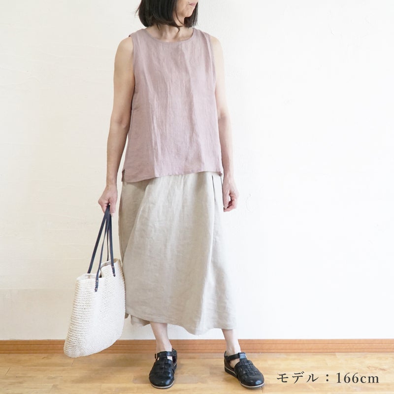 Branch m‘.,ブランチエム,ナチュラル,30代,40代,50代,60代,リネン,ゆったり,ブラウス,リネンブラウス,タンクトップ,ノースリーブ,リネンタンクトップ