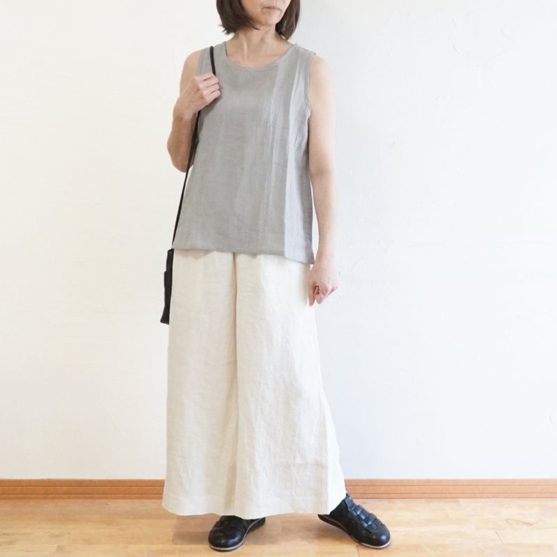 Branch m‘.,ブランチエム,ナチュラル,30代,40代,50代,60代,リネン,ゆったり,ブラウス,リネンブラウス,タンクトップ,ノースリーブ,リネンタンクトップ