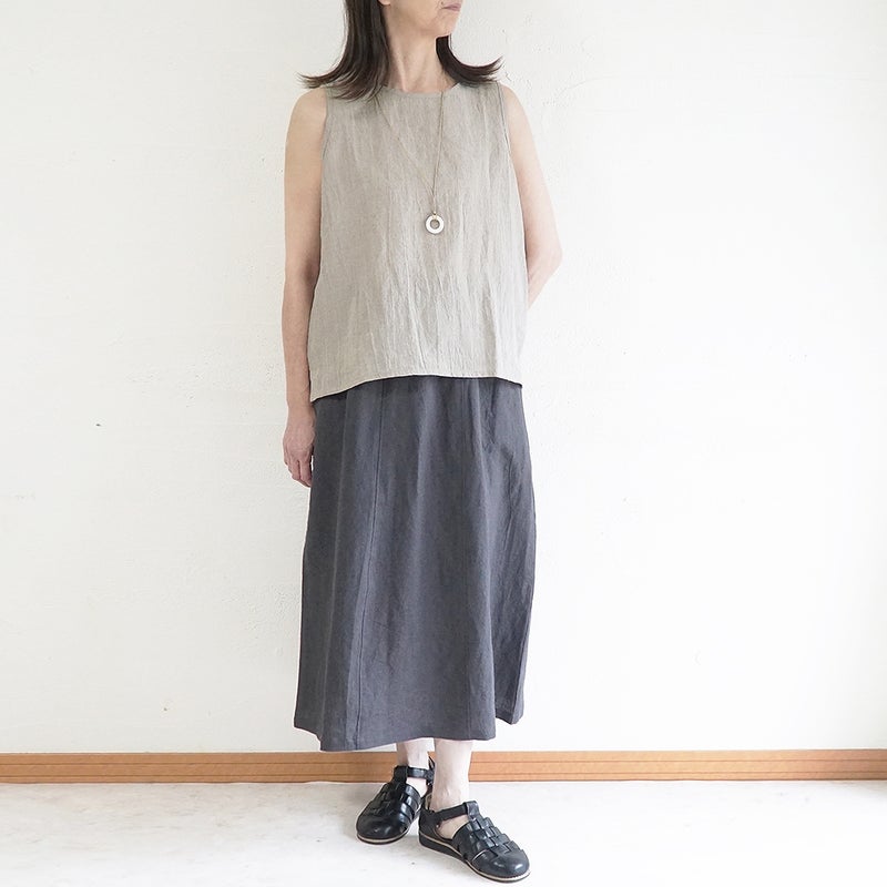 Branch m‘.,ブランチエム,ナチュラル,30代,40代,50代,60代,リネン,ゆったり,ブラウス,リネンブラウス,タンクトップ,ノースリーブ,リネンタンクトップ
