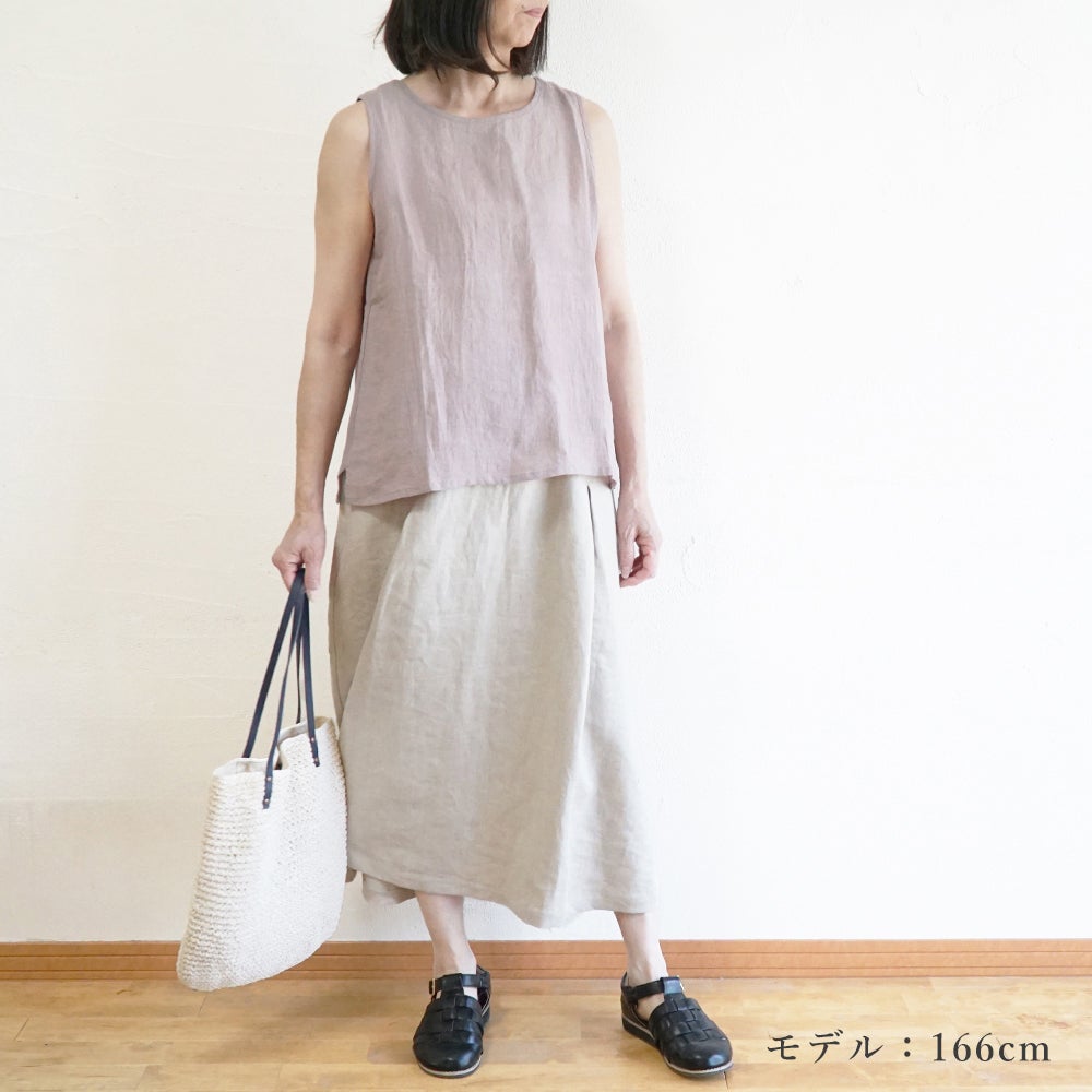 Branch m‘.,ブランチエム,ナチュラル,30代,40代,50代,60代,リネン,ゆったり,ブラウス,リネンブラウス,タンクトップ,ノースリーブ,リネンタンクトップ
