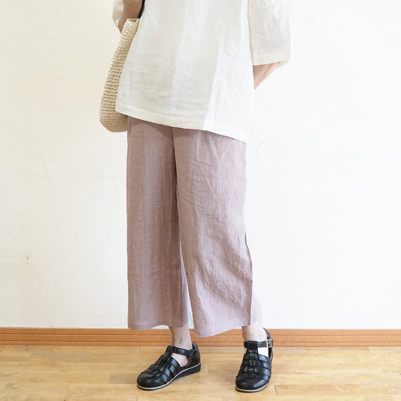 Branch m‘.,ブランチエム,ナチュラル,30代,40代,50代,60代,リネン,ゆったり,パンツ,リネンパンツ,ワイドストレートパンツ,ワイドパンツ,ぺチパンツ,インナーパンツ,アンダーパンツ