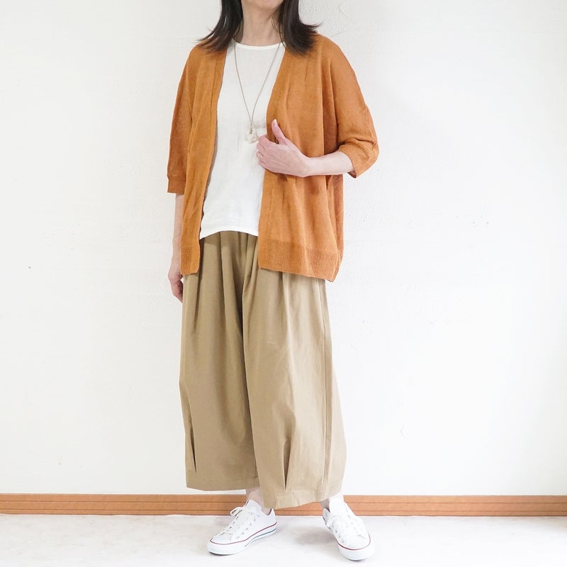 Branch m‘.,ブランチエム,ナチュラル,30代,40代,50代,60代,リネン,ゆったり,カーディガン,リネンニット,ニットカーディガン,羽織,リネンニットカーディガン,ドルマンカーディガン,