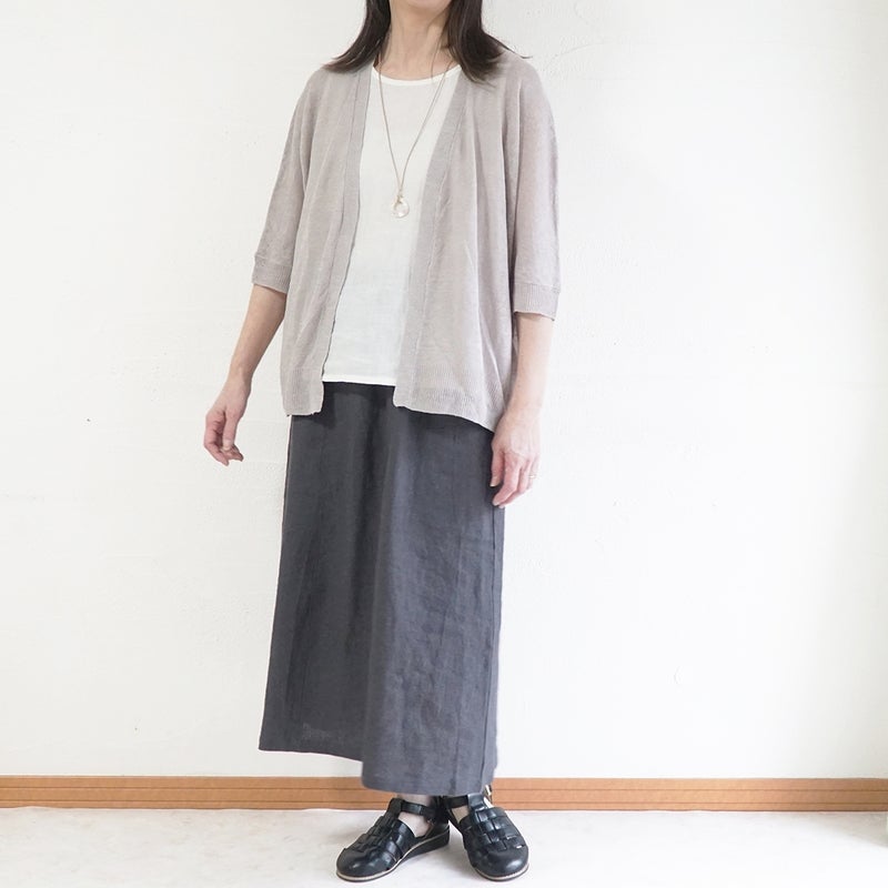Branch m‘.,ブランチエム,ナチュラル,30代,40代,50代,60代,リネン,ゆったり,カーディガン,リネンニット,ニットカーディガン,羽織,リネンニットカーディガン,ドルマンカーディガン,