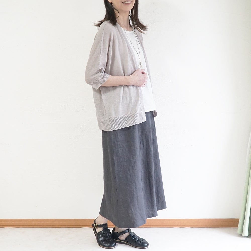 Branch m‘.,ブランチエム,ナチュラル,30代,40代,50代,60代,リネン,ゆったり,カーディガン,リネンニット,ニットカーディガン,羽織,リネンニットカーディガン,ドルマンカーディガン,