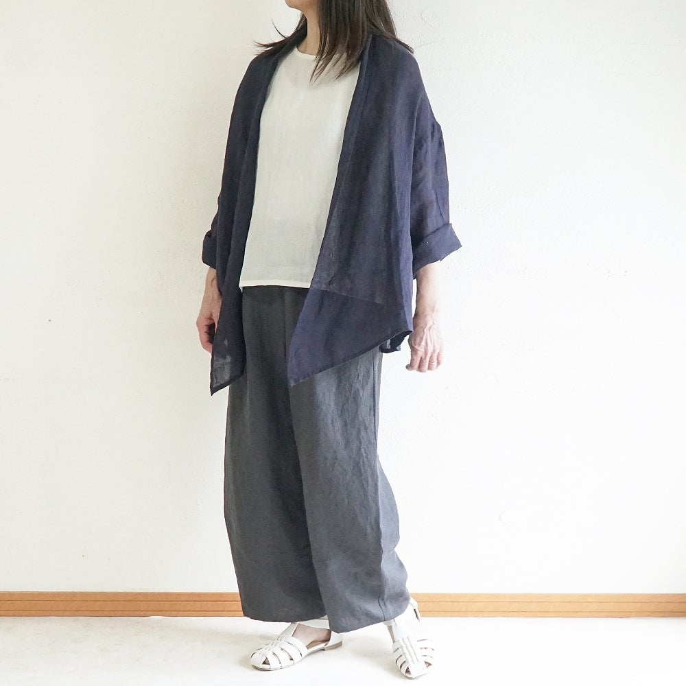 Branch m‘.,ブランチエム,ナチュラル,30代,40代,50代,60代,コーデセット,コーディネートセット,セット売り,ゆったり,リネン,カーディガン,リネンカーディガン,羽織,ストール,リネンストール,リネンガーゼ,トッパー,トッパーカーディガン,コクーンパンツ,リネンパンツ,パンツ,