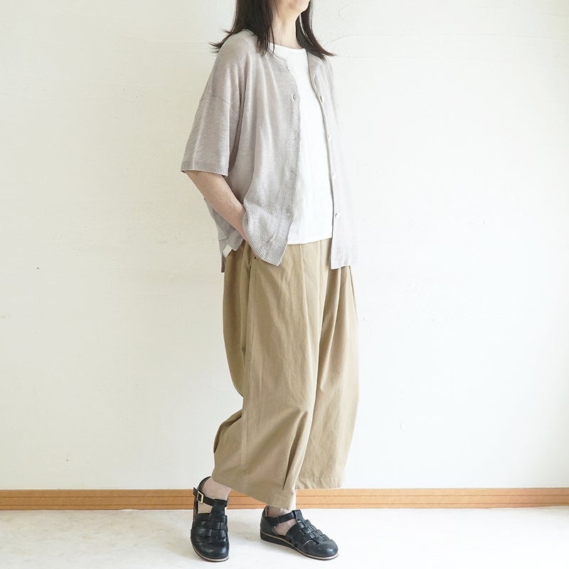 Branch m‘.,ブランチエム,ナチュラル,30代,40代,50代,60代,コーデセット,コーディネートセット,セット売り,ゆったり,リネン,カーディガン,リネンカーディガン,羽織,リネンニット,パンツ,コクーンパンツ,フィグパンツ,バルーンパンツ,