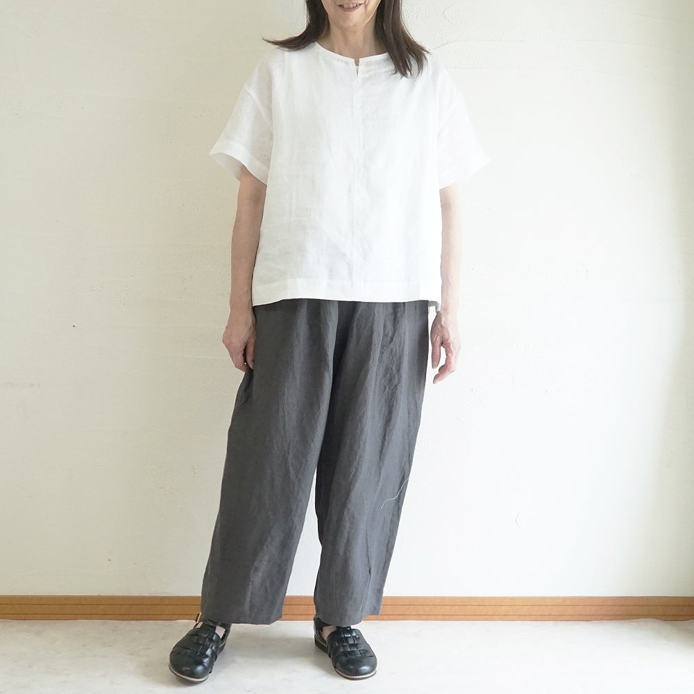 Branch m‘.,ブランチエム,ナチュラル,30代,40代,50代,60代,リネン,ゆったり,麻,プルオーバー,リネンプルオーバー,リネンブラウス,ブラウス,Tシャツ,